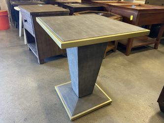 HOOKER FURNITURE Grey Faux Shagreen Pedestal Side Table