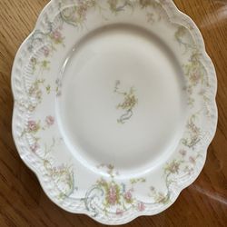 Princess Plate Made In Haviland France. Pink Flowers On Bone China. 