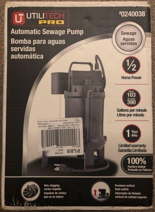 Utilitech 0.5-HP submersible sewage sump pump