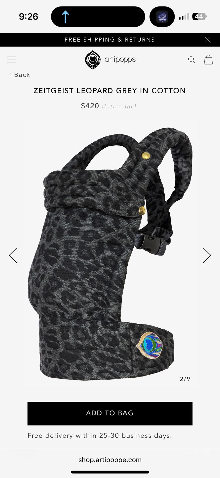Artipoppe ZEITGEIST LEOPARD GREY IN COTTON