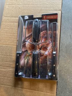 Meat Carving 4 Pieces New 8" Stainless Steel Knife 6" Fork 6 1/2" Steel Lifters 