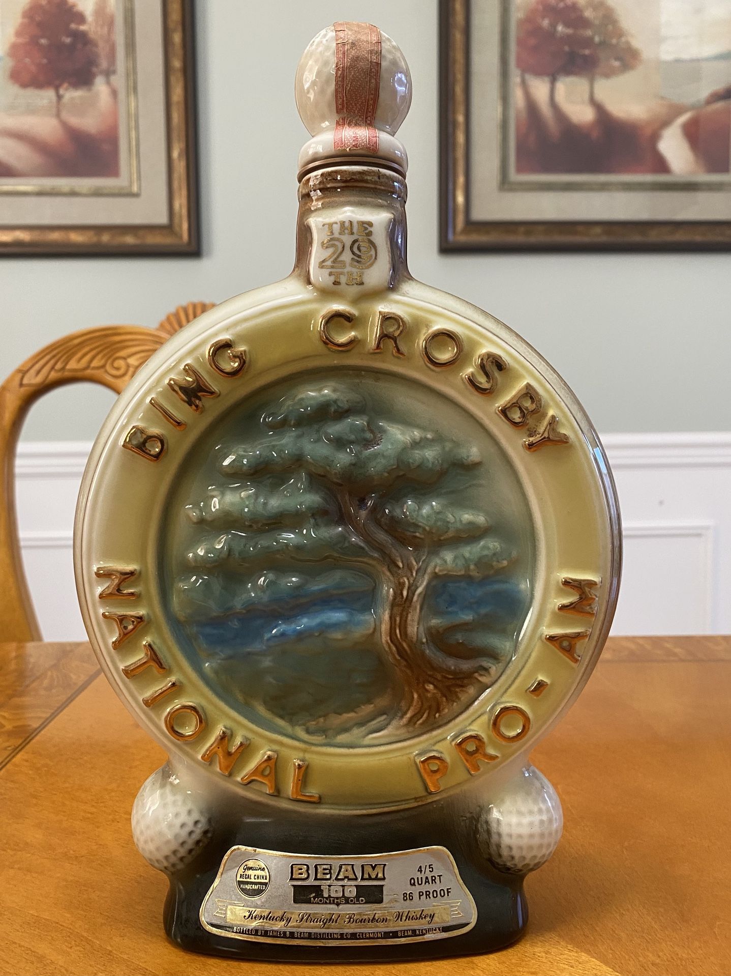 Rare, Vintage 1970 Jim Beam Bing Crosby National Pro-Am Decanter