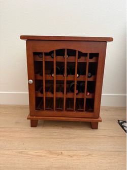 Wine Cabinet w/Bottles of Red Wine