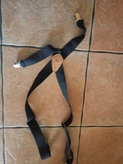 Black Elastic Suspenders with Leather Back Patch