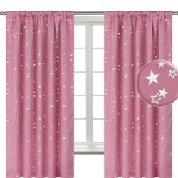 LIFKOME Stars Pattern Draperies for Grommet Blackout Curtains Thermal Insulation set of 4 new 