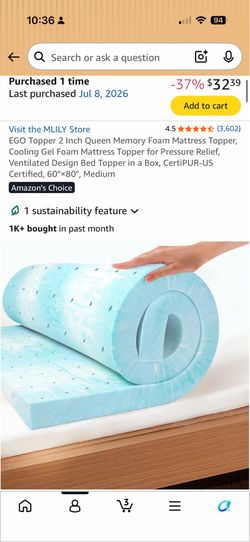 Free Queen Size Memory Foam Topper