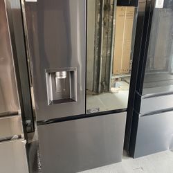 Black Stainless Steel 26 Cu. Ft. Smart Mirror InstaView Counter Depth French Door Refrigerator 