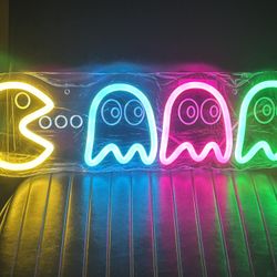 Pac Man LED Man Cave Game Room Light 17”x4”