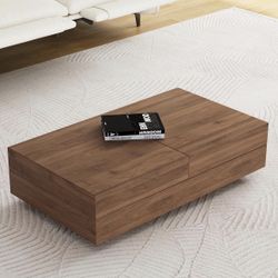 Mid-Century Modern Expandable Coffee Table (47.2"-81.8" Adjustable Centerpiece)