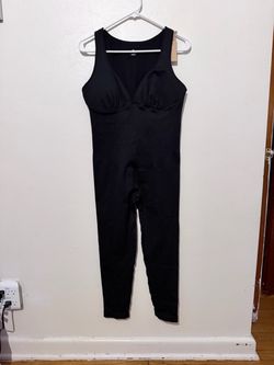 3xl Shapellx Black Sleeveless Full-Length Jumpsuit