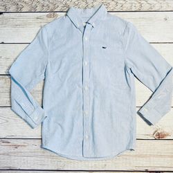 Vineyard Vines whale shirts blue white checkered dress button down shirt  boys M Medium 12 14 top