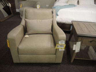 Bernhardt Dawkins Leather Swivel Chair - Taupe | Armchair
