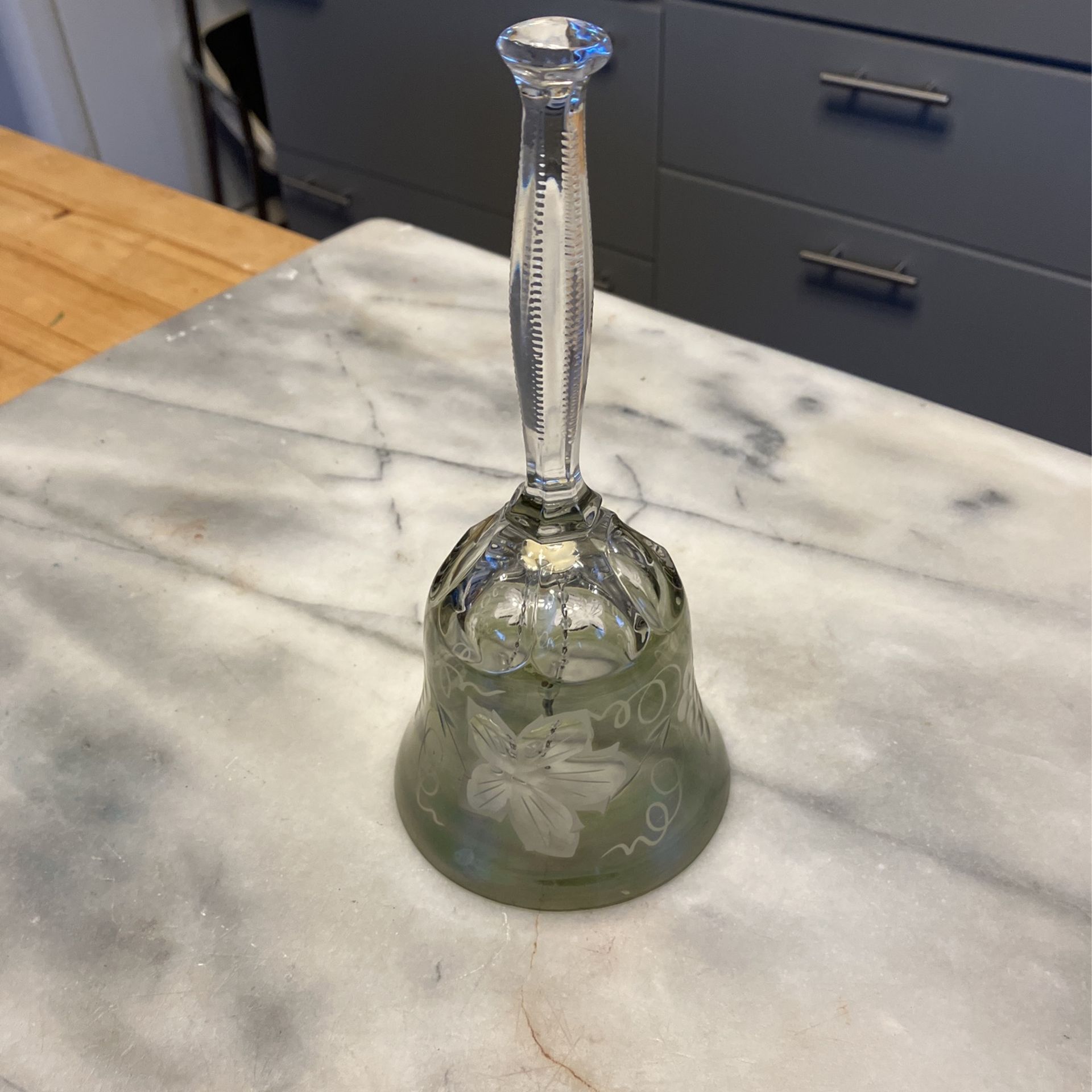 Etched glass green bell