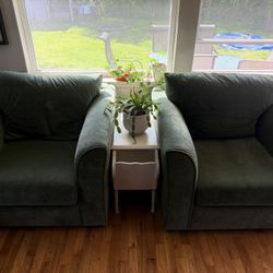 Green Chenille Lounge Chair