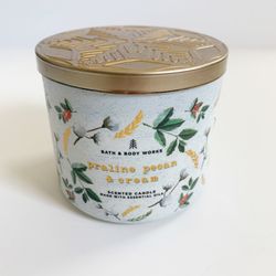 1 Bath & Body Works PRALINE PECAN & CREAM Large 3-Wick Scented Candle