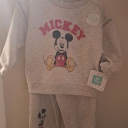 Disney Mickey Mouse Kids 2pc/set Gray Sweatshirt And Pants