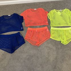 Neon Mesh Crop Top Outfits Size L/XL