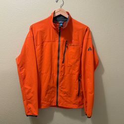 Men’s Medium Eddie Bauer Orange First Ascent Waterproof Rain Wind Jacket
