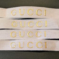 Gucci ~White/Gold 3/4" Grosgrain Holiday Ribbon ~ 66 Inches Total