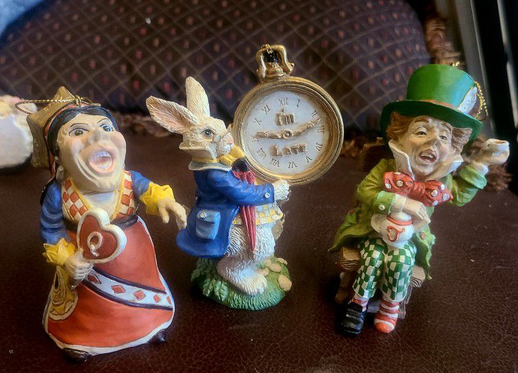 Vintage Alice In Wonderland And Cinderella Christmas Ornaments 