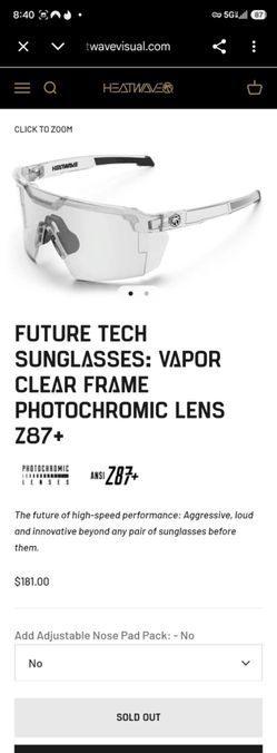 FUTURE TECH SUNGLASSES: VAPOR CLEAR FRAME PHOTOCHROMIC LENS Z87+