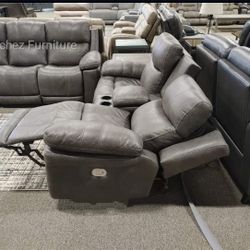 Leather Sofa And Loveseat Recliner Living Room Set