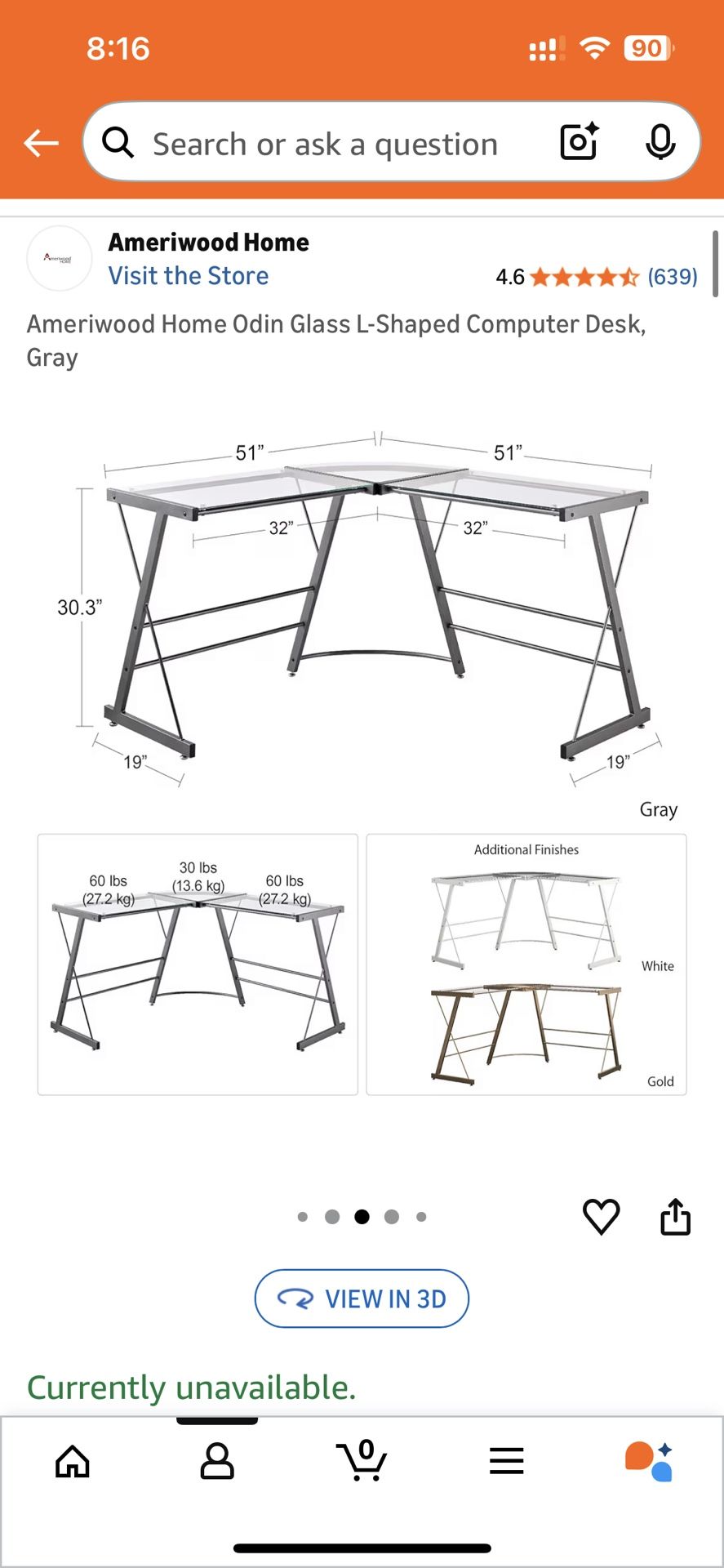 Glass L Desk