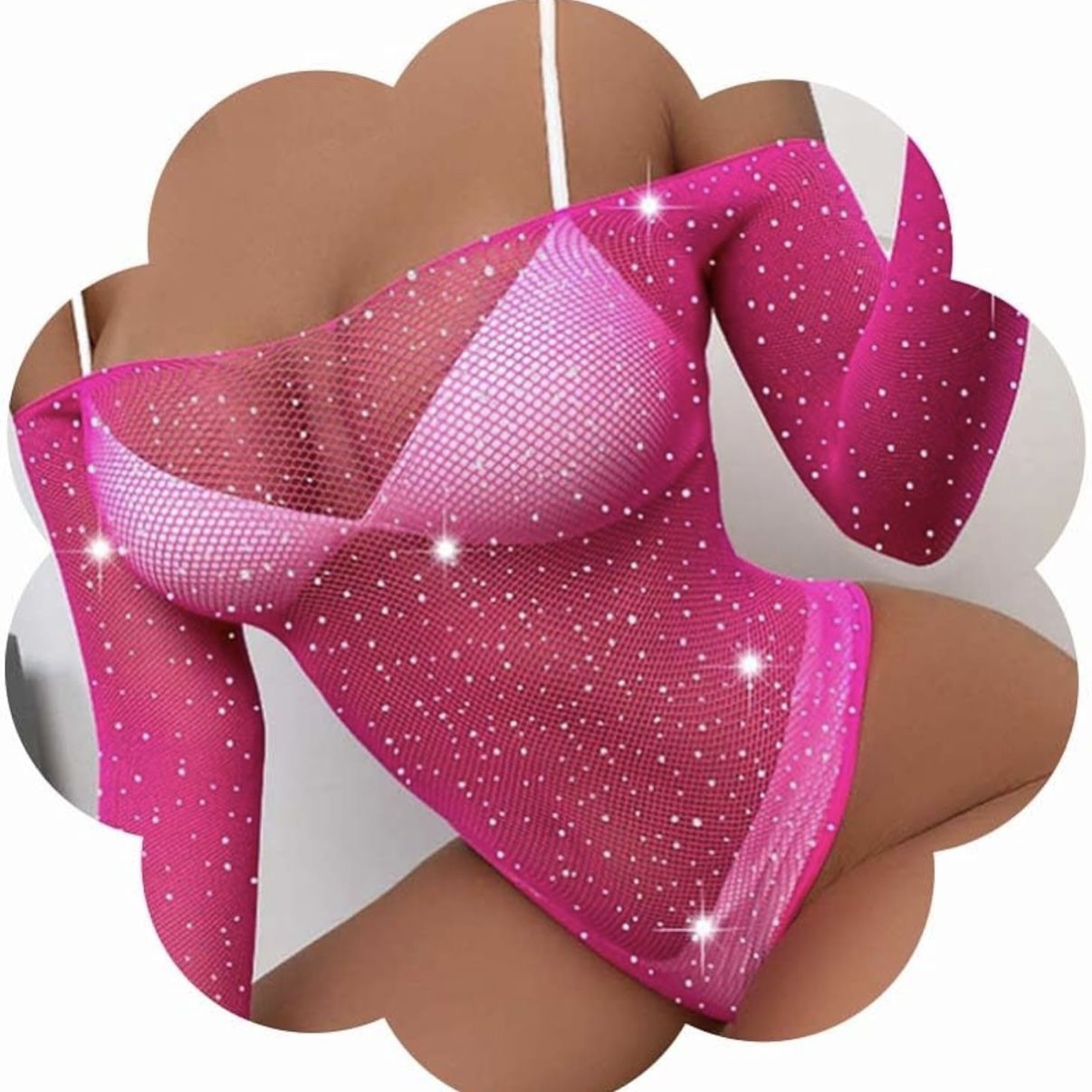 Rhinestone Fishnet Bodysuit 