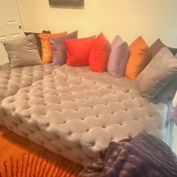 Purple Modern Tufted Sectional Couch 