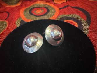 Vintage Taxco Mexico Sterling Silver Modernist Clip Earrings 925 Mid Century