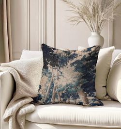 Tapestry Forest Print Throw Pillow Cover