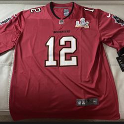 NWT Sewn Tom Brady Tampa Bay Buccaneers Red Super Bowl LV Jersey Size Large