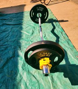 Olympic Curl bar+ 25lb Cast plates+10lb Cast Plates+Weight Clamps NEW