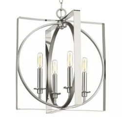 Inman Collection 4-Light Polished Nickel Pendant with Satin Nickel Accents