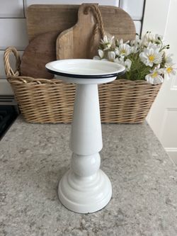 White metal candle holder $5