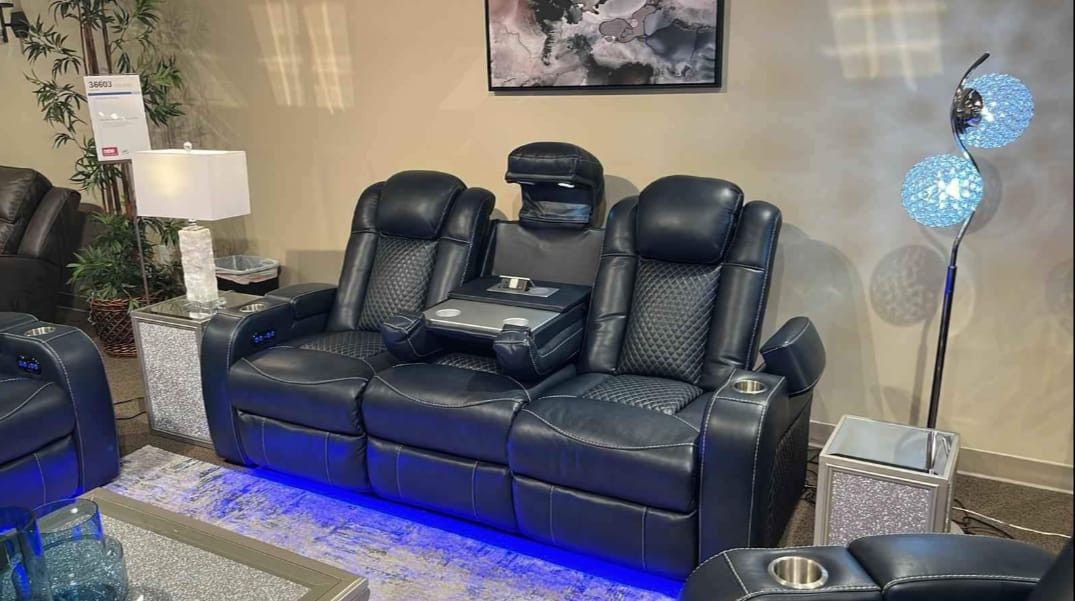Boyington Black Power Reclining Sofa $10 Down Payment And Financing Available
