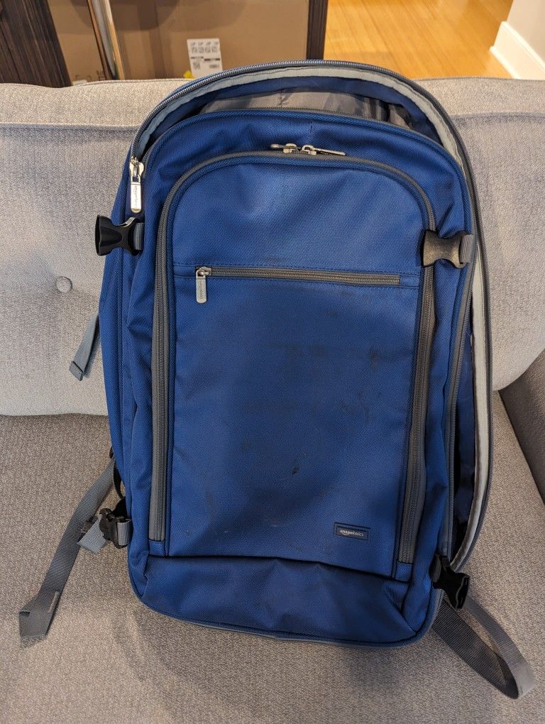 Amazon Basics Carry-On Travel Backpack - Navy Blue