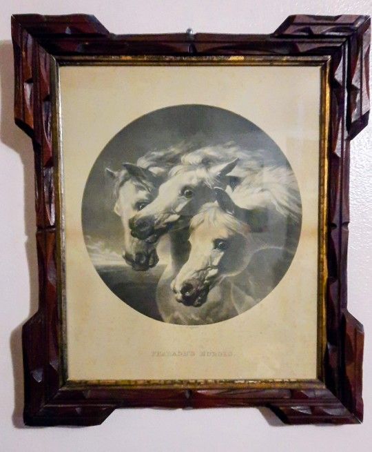"Pharaoh's horse's" Antique 1888 Fredrick Herring Print beautiful antique frame