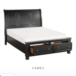 Black Queens Sleigh Bed Frame