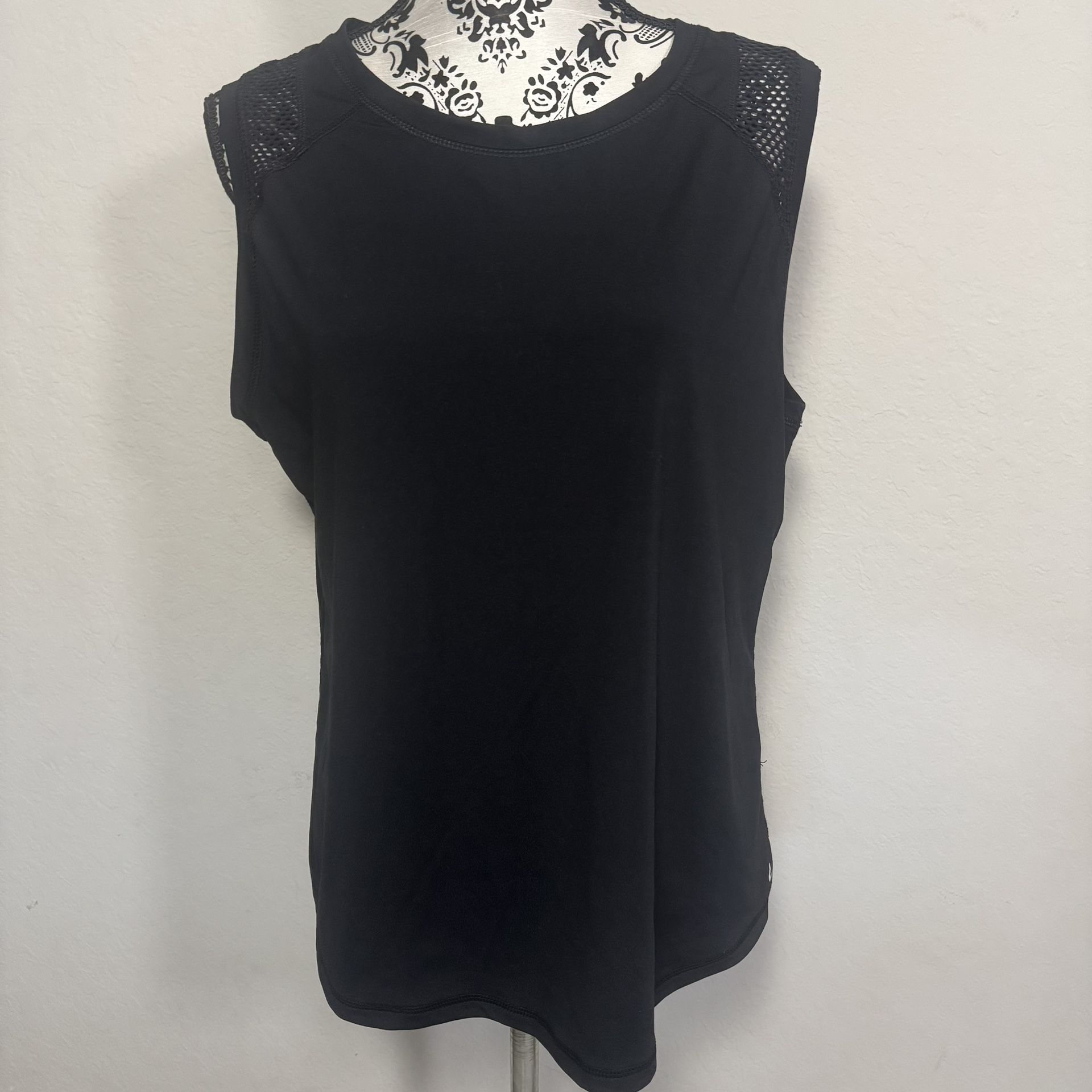 90 Degree by Reflex Women's Tank Top Mesh Accent Black Size XL Activewear