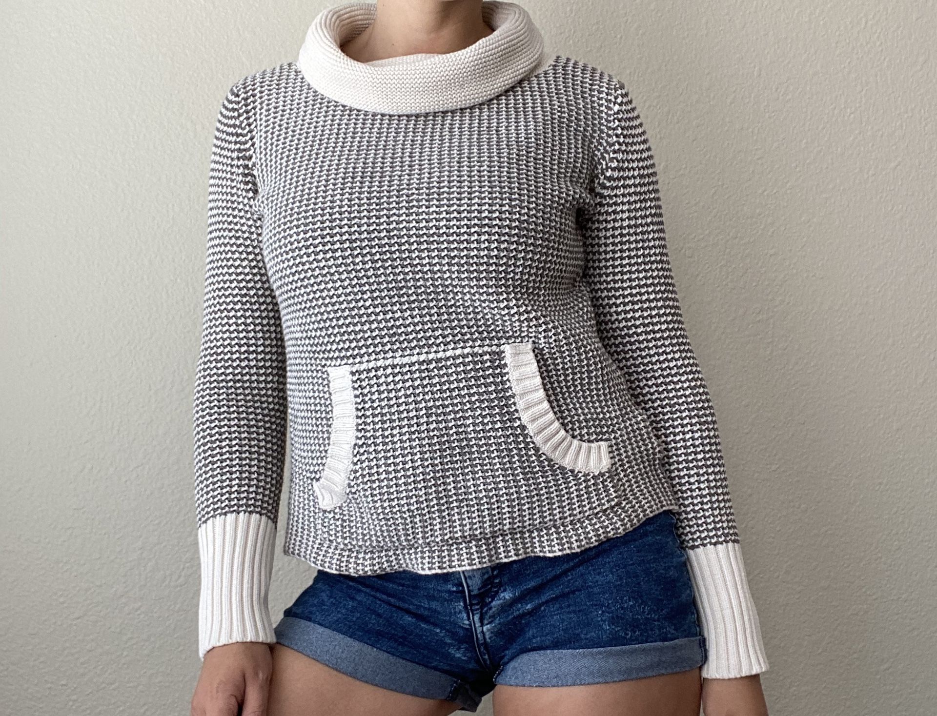 Old Navy Beige & Green Cowl Neck Sweater