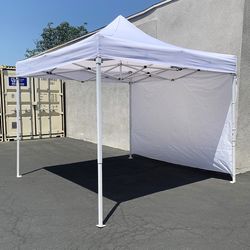 (Brand New) $120 Heavy-Duty 10x10 FT Canopy with (1 Sidewall) Outdoor EZ PopUp Party Tent Patio Shelter w/ Carry Bag 