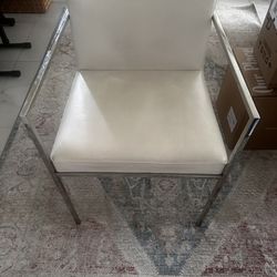 4 white leather dining chairs $120
