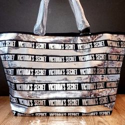 New Victoria Secret Silver Sequence & Black Tote