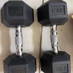 RitFit 30LB  Rubber Encased Hex Dumbbell Sets with Optional Rack for Home Gym, Coated Hand Weights for Strength Training, Workouts