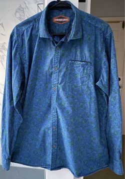 Strawlous Men’s XL Blue Green Paisley Button Down Shirt