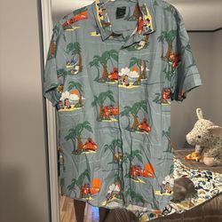 Men’s XL Disney Lilo & Stitch Short Sleeve Button Down