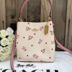 COACH C7976 Small Town Bucket Bag with Heart Petal Print 