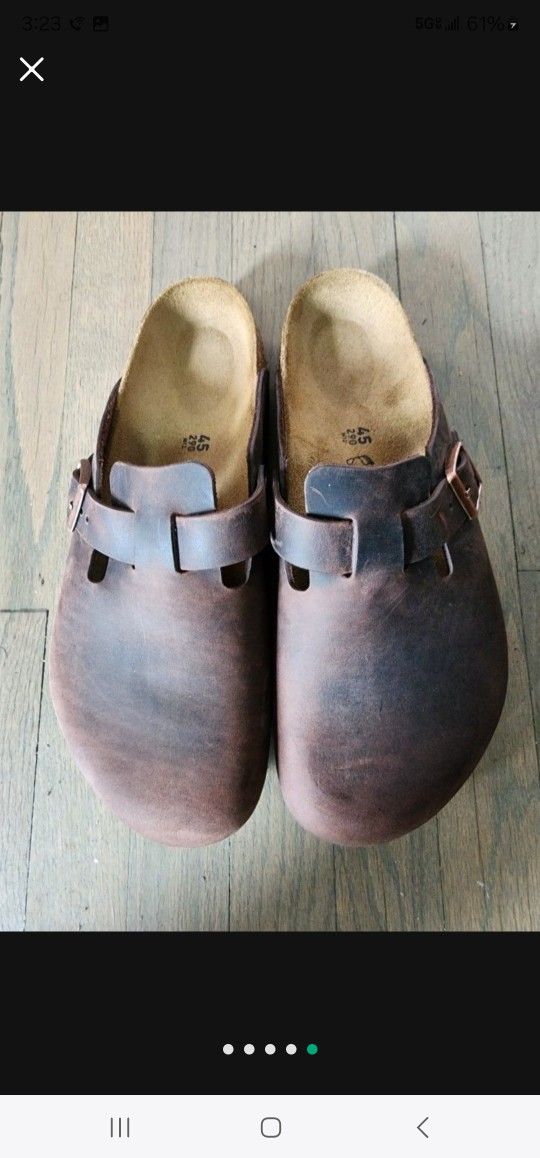 Birkenstock Mens Boston Super Grip Professional Brown Leather Slides EU 45 US 12