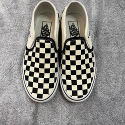 Checkered Vans Slip On’s